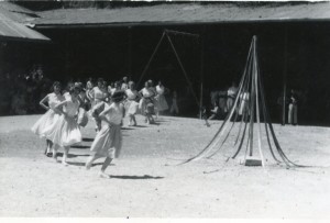 Maypole dancers entering