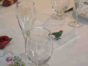 Parrot among the glasses